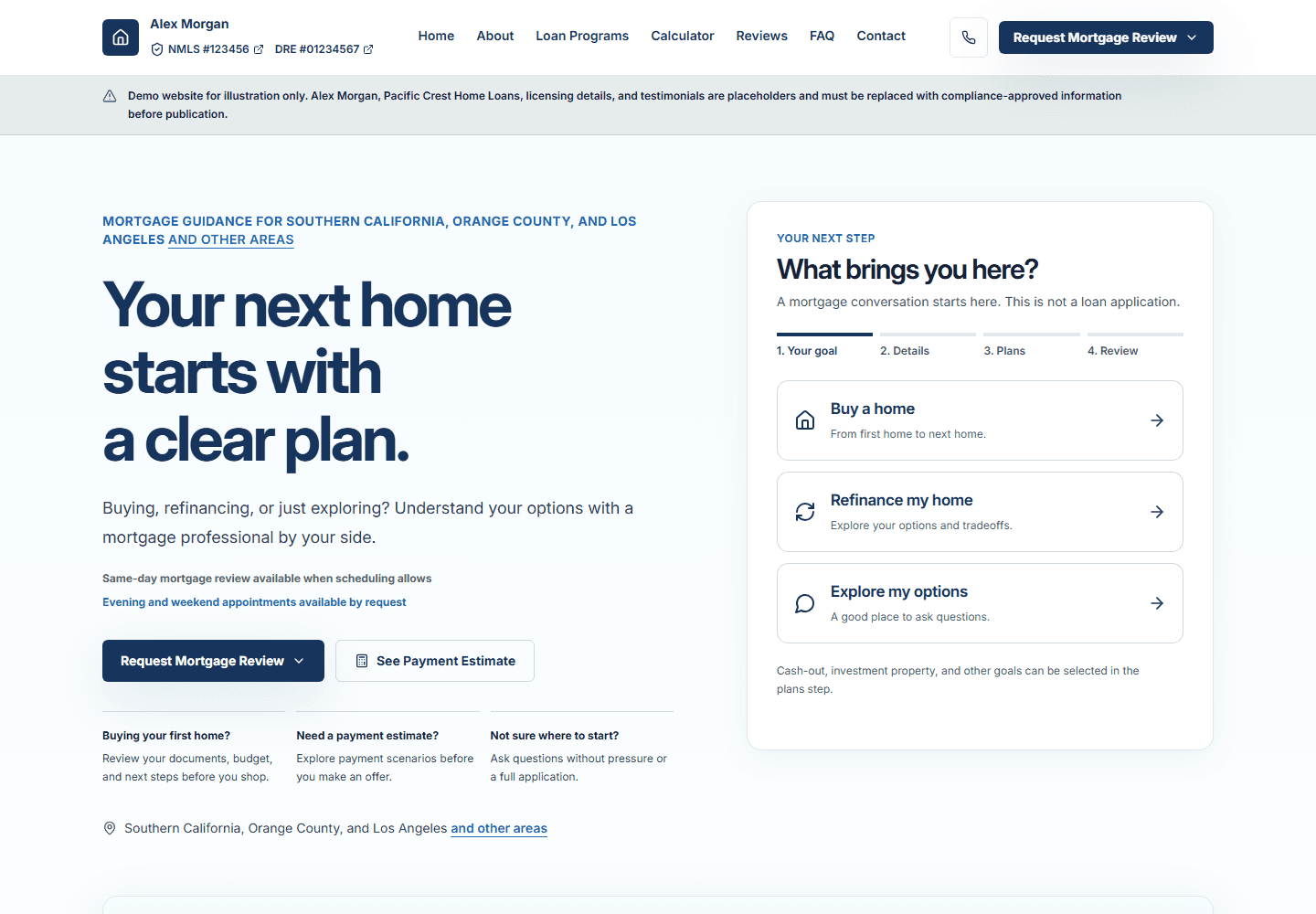 Alex Morgan default mortgage website template screenshot